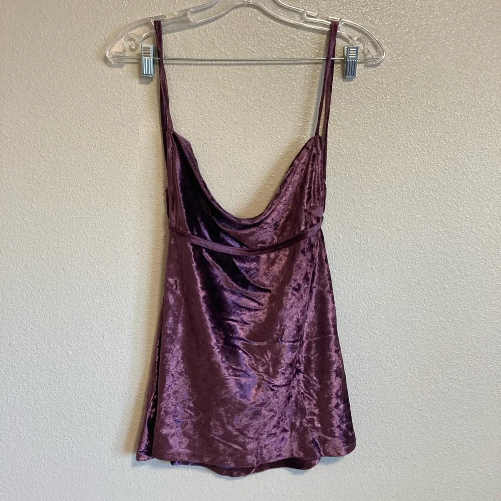 Free People All Night Velvet Tunic in Fig Jam (Size S)